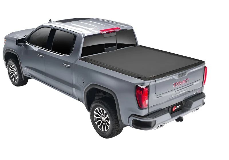 Bow one-piece hinged tonneau cover open on a GMC Sierra 1500